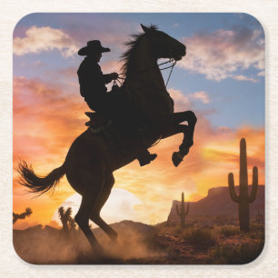 Cowboy Country Western Paard Kartonnen Onderzetters