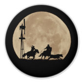 Cowboy Country Western Team Roping Keramische Knop (Voorkant)