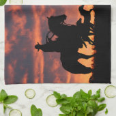 Cowboy Country Westerne wilde paarden Theedoek (Gevouwen)