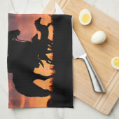 Cowboy Country Westerne wilde paarden Theedoek (Quarter Fold)