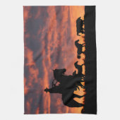 Cowboy Country Westerne wilde paarden Theedoek (Verticaal)