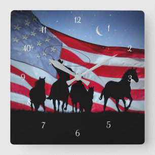 Cowboy Country Westerne wilde paarden Vierkante Klok
