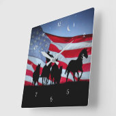 Cowboy Country Westerne wilde paarden Vierkante Klok (Hoek)