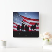 Cowboy Country Westerne wilde paarden Vierkante Klok (Huis)