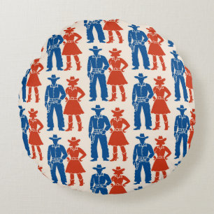 Cowboy & Cowgirl Americana Rond Kussen