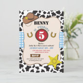 Cowboy Cowgirl Birthday Party Cow Boy Uitnodiging (Staand voorkant)
