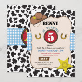 Cowboy Cowgirl Birthday Party Cow Boy Uitnodiging (Voorkant / Achterkant)
