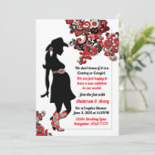 Cowboy Cowgirl Black Red White Couples Baby shower Kaart (Staand voorkant)