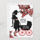 Cowboy Cowgirl Black Red White Couples Baby shower Kaart (Achterkant)