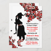 Cowboy Cowgirl Black Red White Couples Baby shower Kaart (Voorkant / Achterkant)