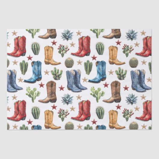 Cowboy Cowgirl Boots Westerne Cactus Tissuepapier (Voorkant)