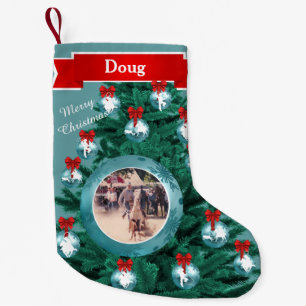 Cowboy Cowgirl die Blue Custom Photo Stocking Ropi Kleine Kerstsok