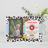 Cowboy Cowgirl Foto Birthday Party Sherif Invite Kaart (Staand voorkant)