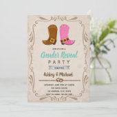 Cowboy Cowgirl gender onthult uitnodiging (Staand voorkant)