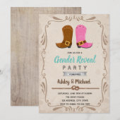 Cowboy cowgirl geslacht onthulling uitnodiging (Voorkant / Achterkant)