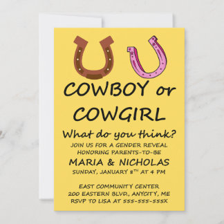 Cowboy Cowgirl Geslacht Reveleert Uitnodiging