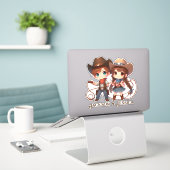 Cowboy & Cowgirl Gevangen in Lasso Liefde Sticker (Laptop op bureau)