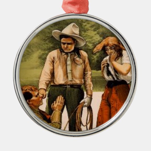  Cowboy Cowgirl kerstboomversiering Metalen Ornament (Voorkant)
