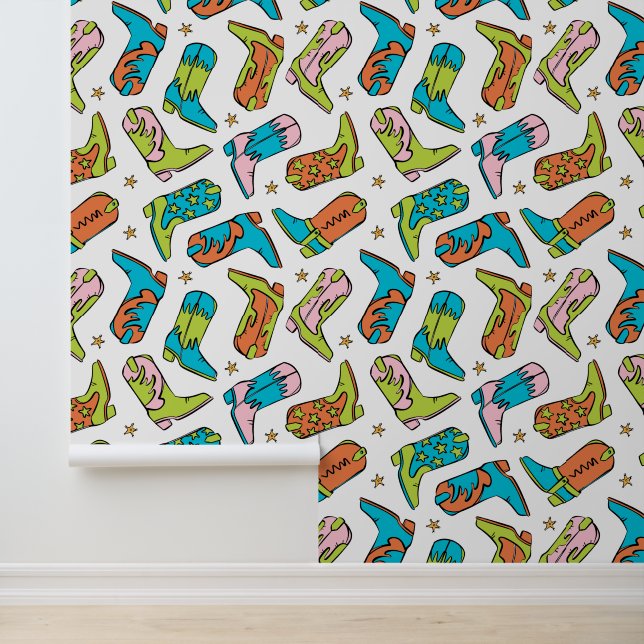 Cowboy Cowgirl Laarzen Western Patroon Behang (Applicatie)