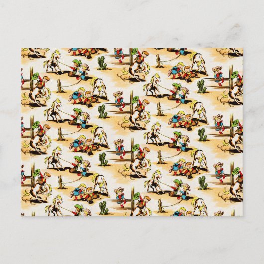  Cowboy Cowgirl Land Kinder Pony Cactus Briefkaart (Voorkant)