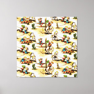  Cowboy Cowgirl Land Kinder Pony Cactus Canvas Afdruk