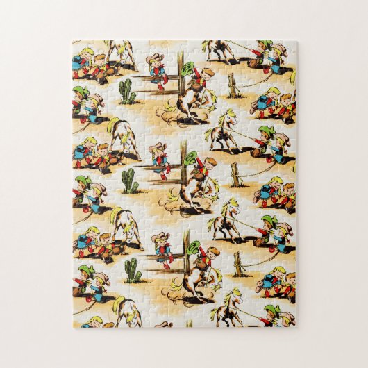  Cowboy Cowgirl Land Kinder Pony Cactus Legpuzzel (Verticaal)