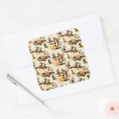  Cowboy Cowgirl Land Kinder Pony Cactus Vierkante Sticker (Envelop)