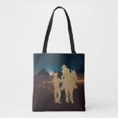 Cowboy Cowgirl Paard Romantisch Moonlight Canvas t Tote Bag (Voorkant)