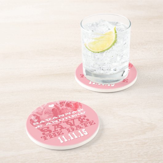 Cowboy Cowgirl Pet Opslaan Datum cadeaus Zandsteen Onderzetter (Zijkant)