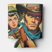Cowboy/Cowgirl Retro Comics Blikjeskoeler (Voorkant)