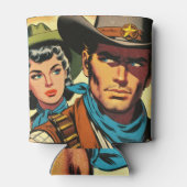 Cowboy/Cowgirl Retro Comics Blikjeskoeler (Achterkant)