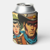 Cowboy/Cowgirl Retro Comics Blikjeskoeler (Blikje Achterkant)