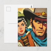 Cowboy/Cowgirl Retro Comics Briefkaart (Voorkant / Achterkant)