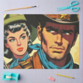 Cowboy/Cowgirl Retro Comics Tissuepapier (Craft)