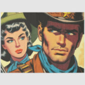 Cowboy/Cowgirl Retro Comics Tissuepapier (Voorkant)