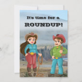 Cowboy, cowgirl, rond dup kaart (Voorkant)