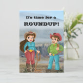 Cowboy, cowgirl, rond dup kaart (Staand voorkant)
