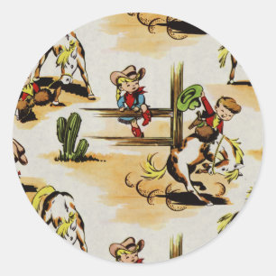  Cowboy Cowgirl Round Sticker