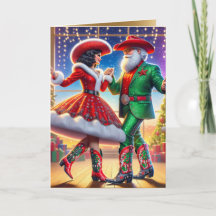 Cowboy Cowgirl Santa Country Dansers Kerstmis