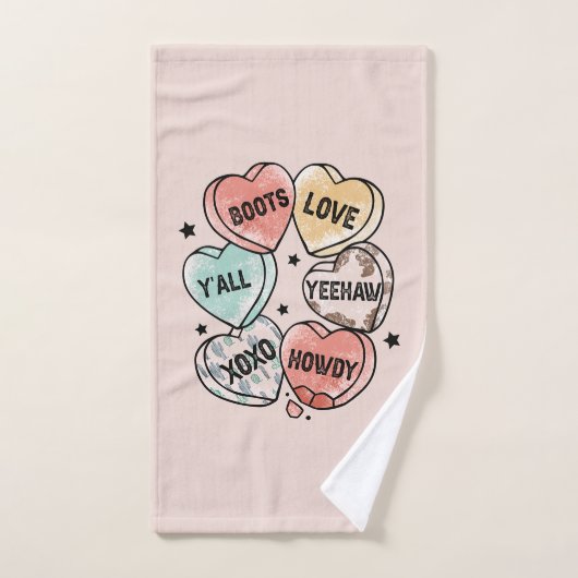 Cowboy Cowgirl Theme Hearts Bad Handdoek (Handdoek)