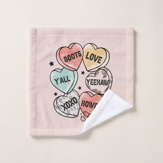 Cowboy Cowgirl Theme Hearts Bad Handdoek (Wasdoekje)