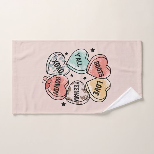 Cowboy Cowgirl Theme Hearts Bad Handdoek (Handdoek)