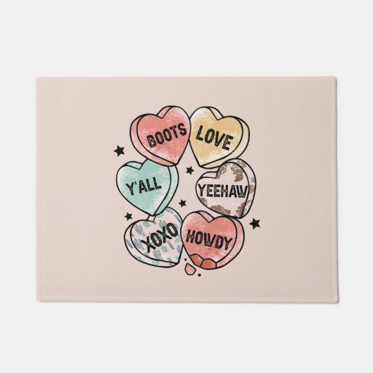 Cowboy Cowgirl Theme Hearts Deurmat (Voorkant)