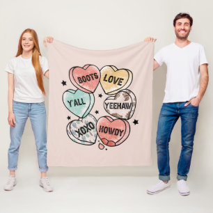 Cowboy Cowgirl Theme Hearts Fleece Deken