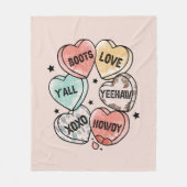 Cowboy Cowgirl Theme Hearts Fleece Deken (Voorkant)