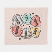 Cowboy Cowgirl Theme Hearts Fleece Deken (Voorkant (Horizontaal))