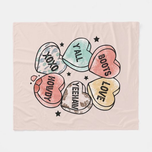 Cowboy Cowgirl Theme Hearts Fleece Deken (Voorkant (Horizontaal))