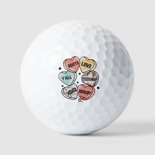 Cowboy Cowgirl Theme Hearts Golfballen (Voorkant)