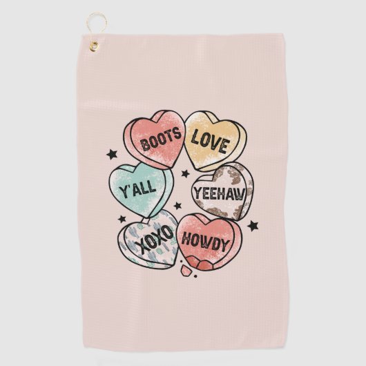 Cowboy Cowgirl Theme Hearts Golfhanddoek (Voorkant)