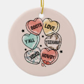 Cowboy Cowgirl Theme Hearts Keramisch Ornament (Voorkant)
